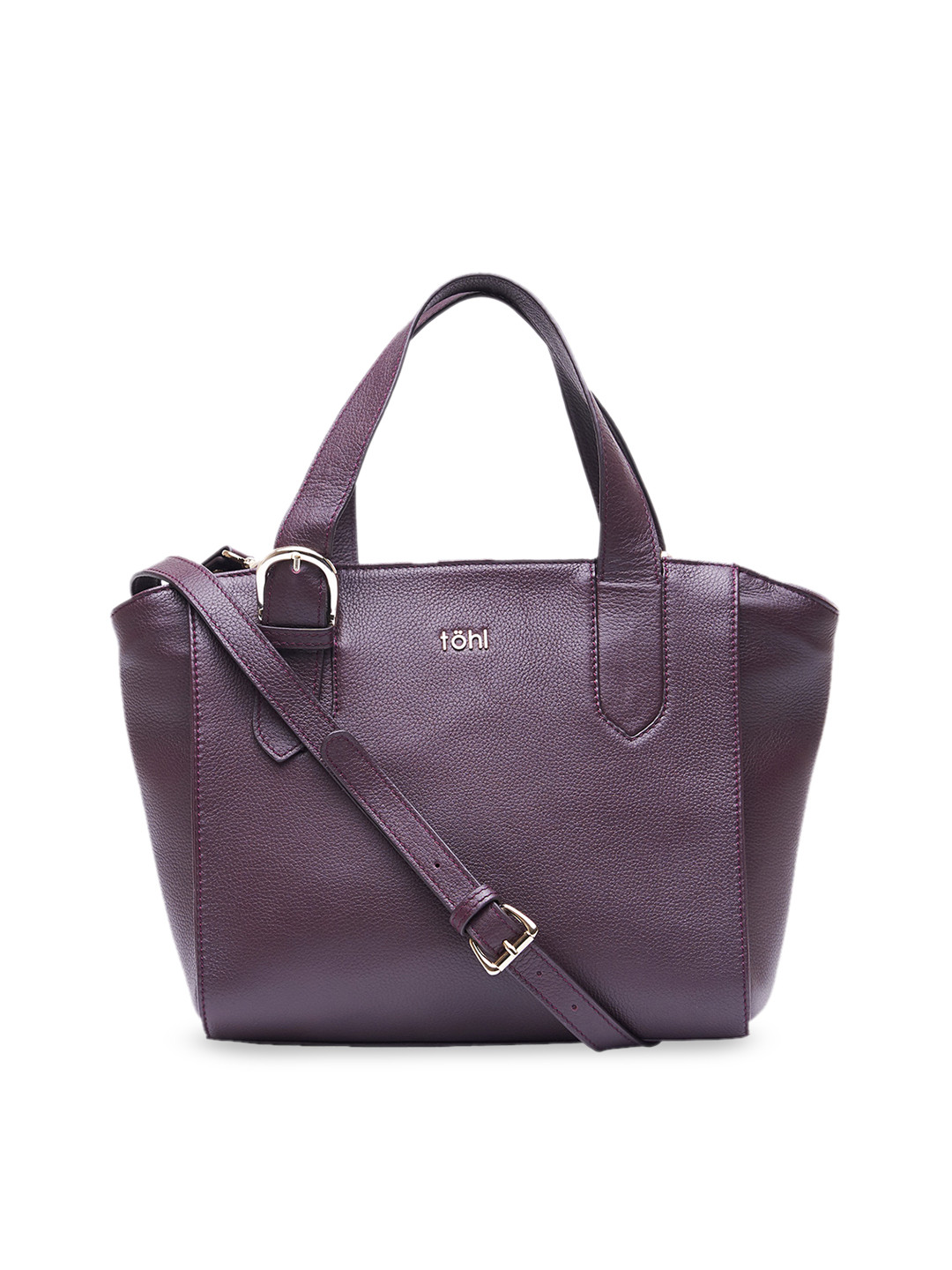 tohl Purple Solid Leather Handheld Bag