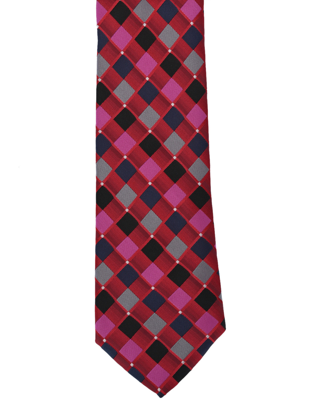 Calvadoss Red & Magenta Checked Broad Tie