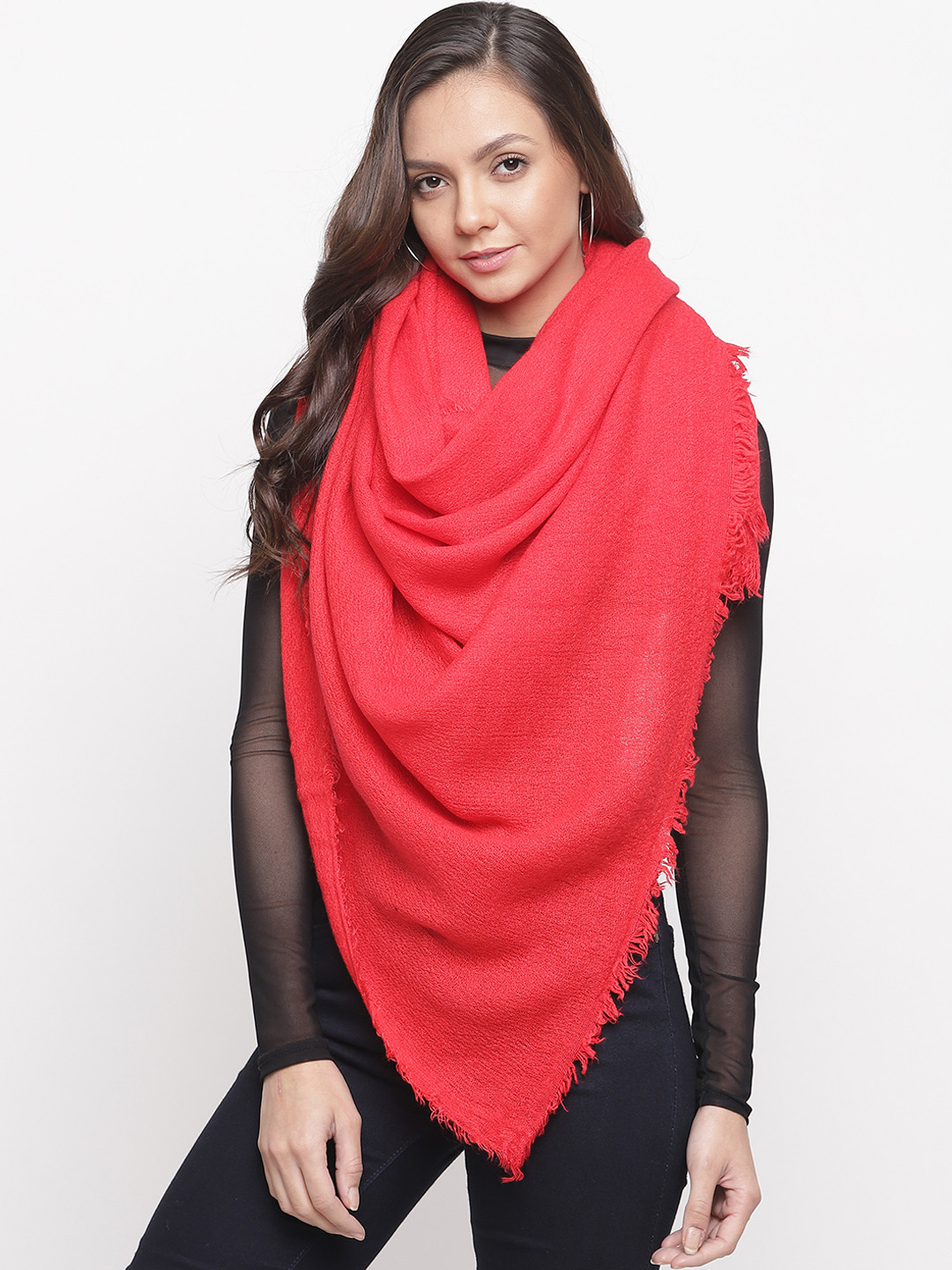 Tossido Women Red Solid Muffler
