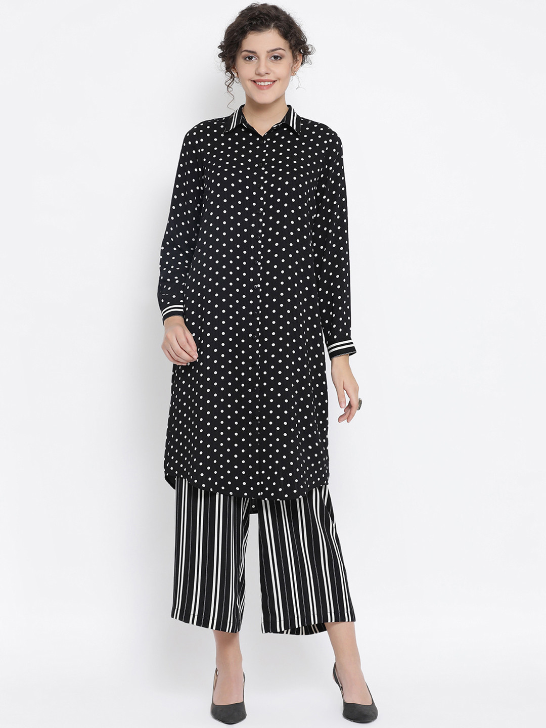 OFFICE & YOU Women Black & White Printed Tunic