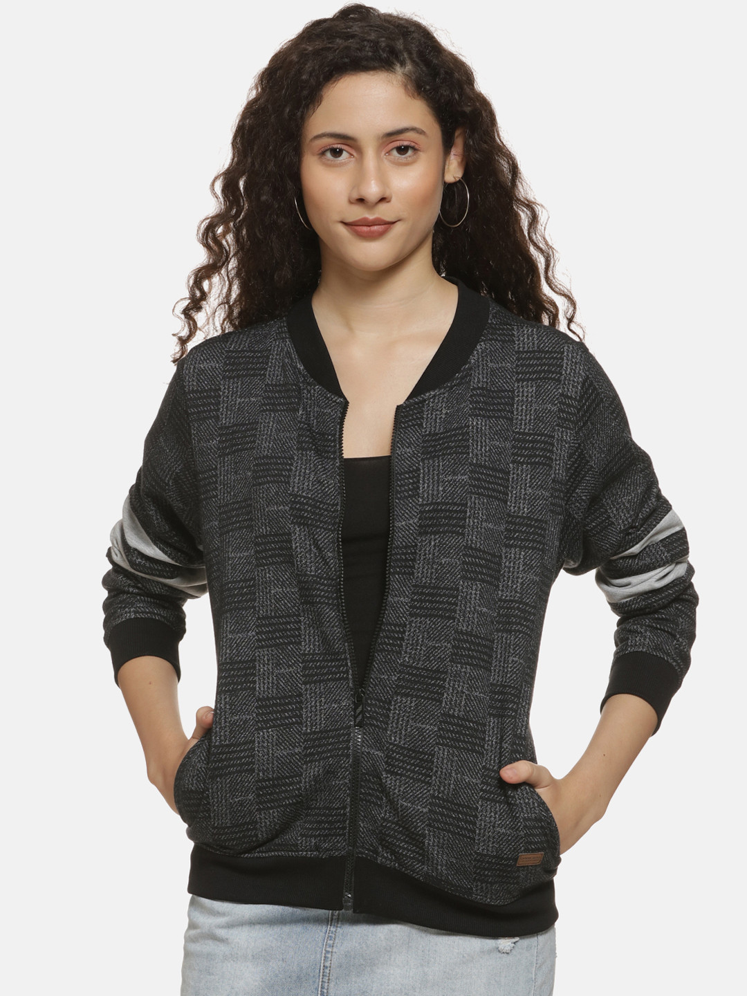PINACOLADA Women Cotton Checked Windcheater Bomber Jacket