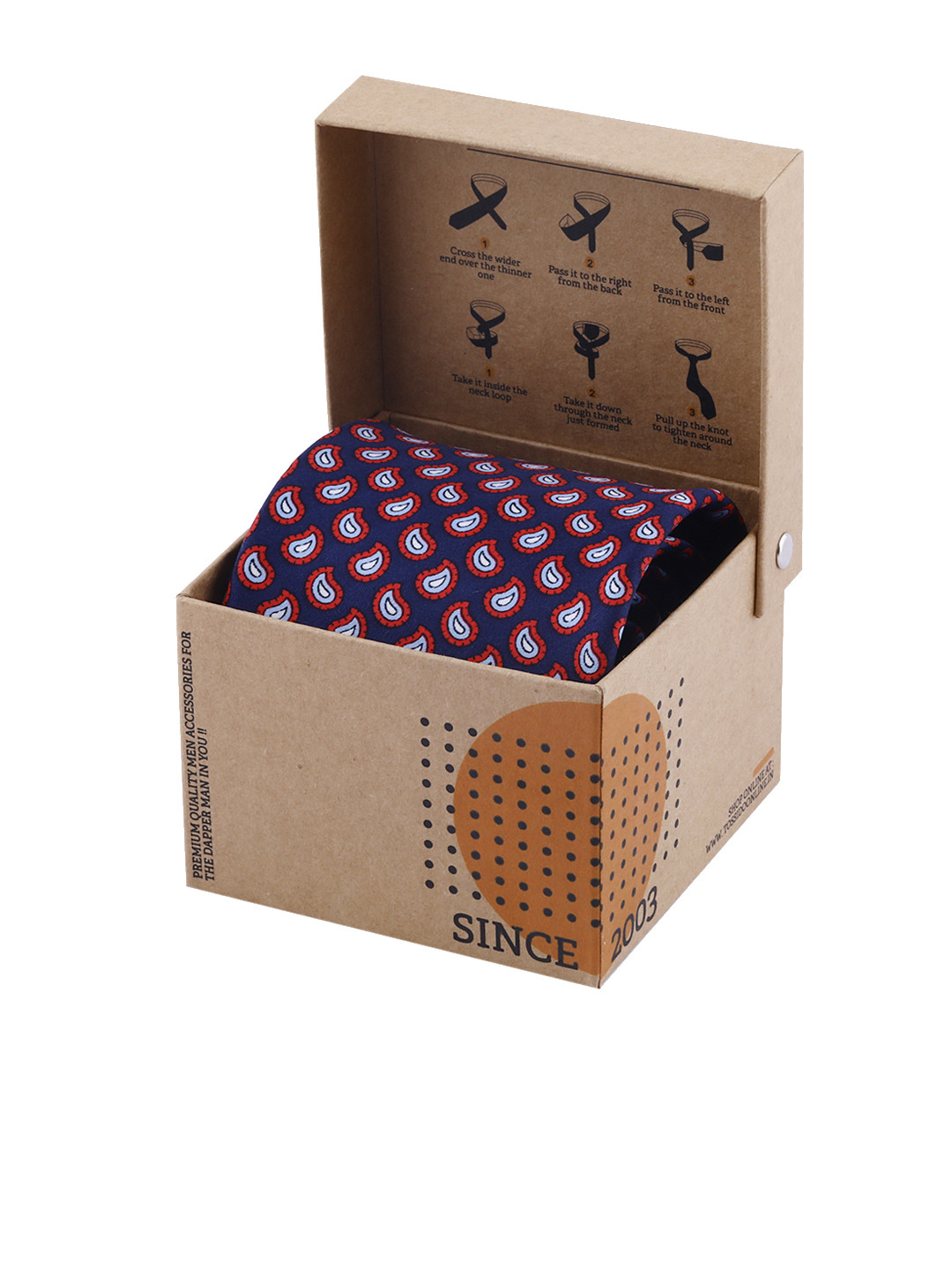 Tossido Navy Blue & Red Woven Design Broad Tie