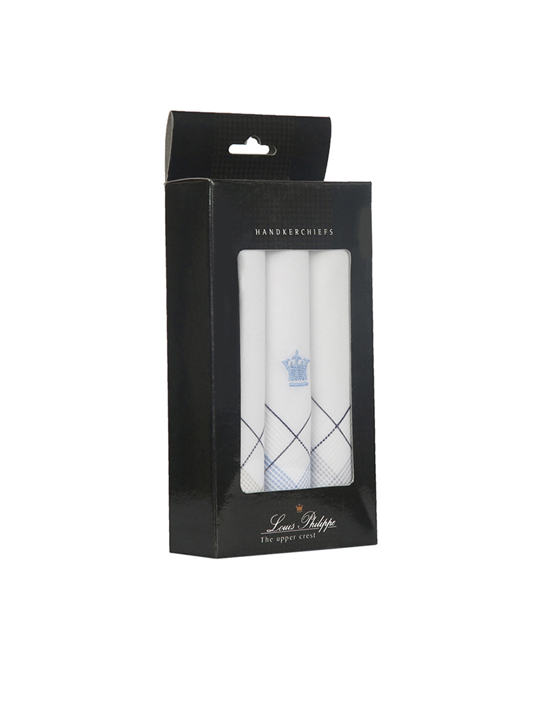 Louis Philippe Men Pack of 3 White Solid Handkerchiefs