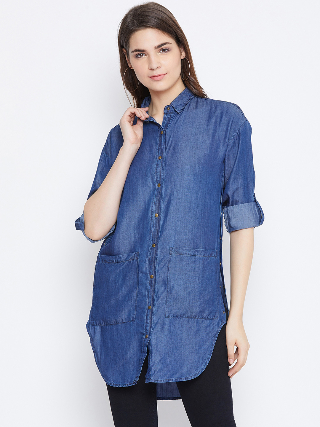 PUNK Women Blue Solid Tunic