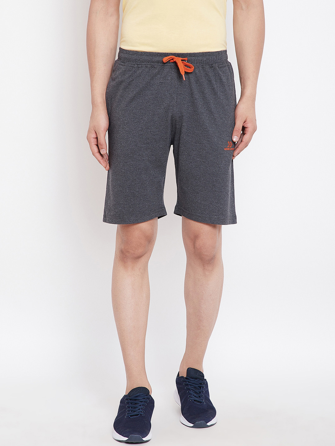 Adobe Men Grey Solid Regular Fit Sports Shorts