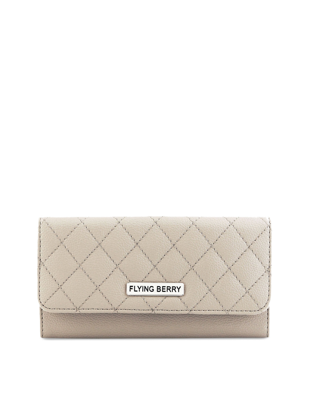 FLYING BERRY Grey Quilted Clutch