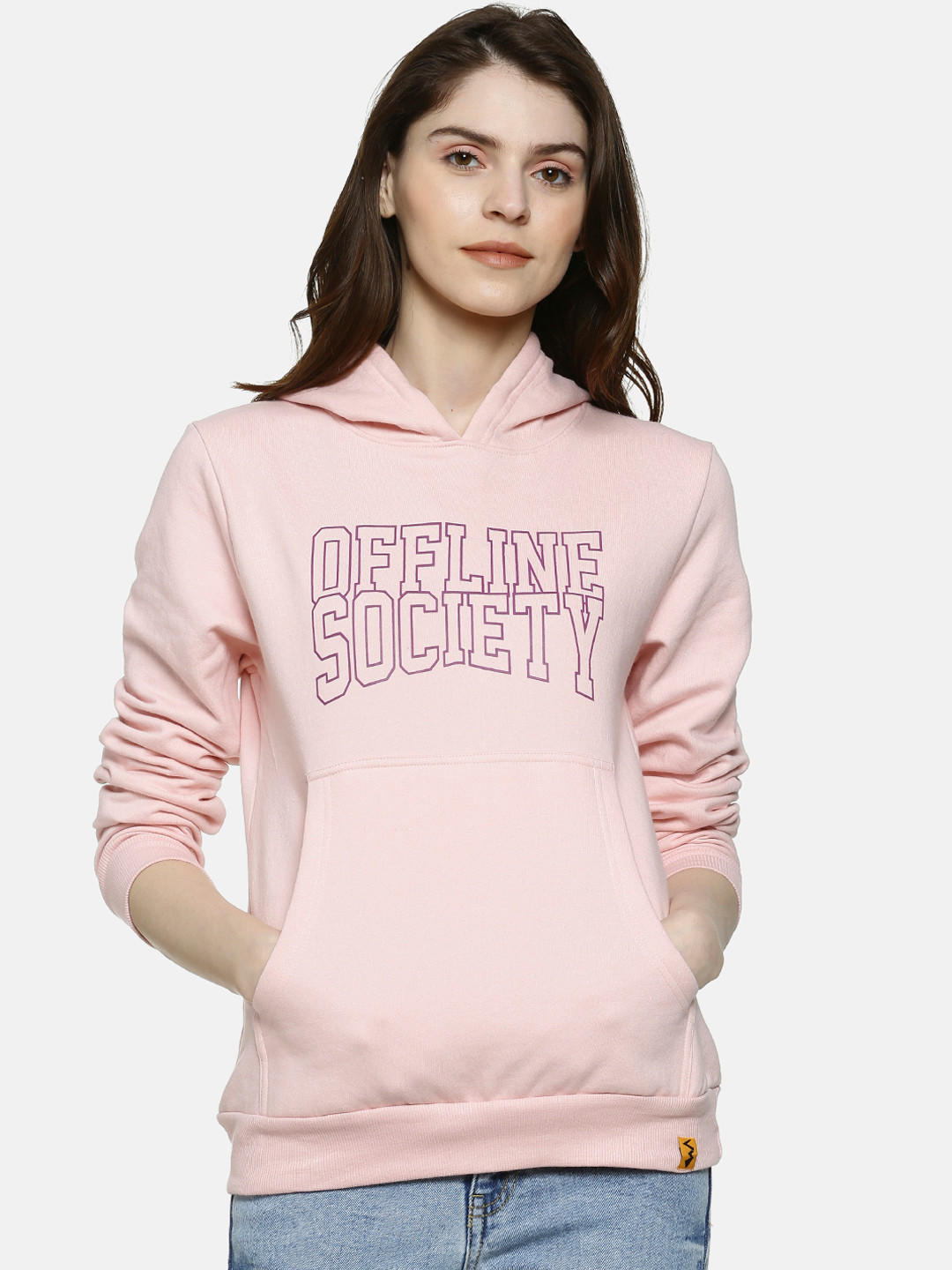 PINACOLADA Women Pink Printed Hooded Sweatshirt