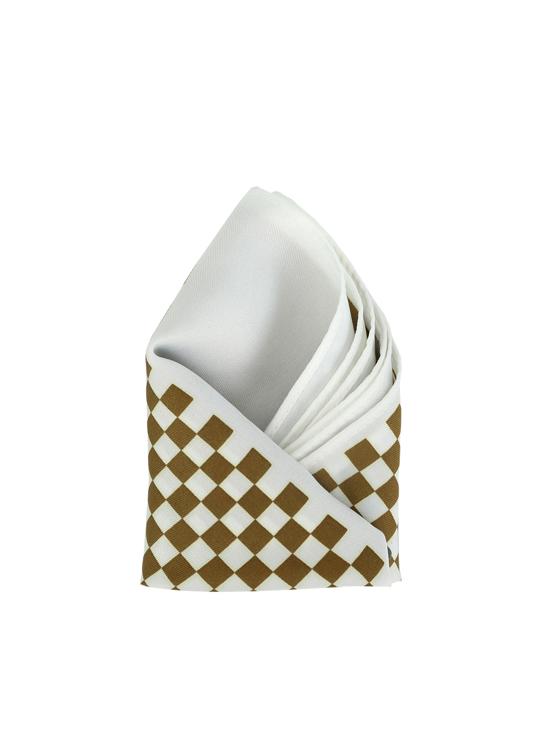 Calvadoss Men White and Brown Checked Pocket Square