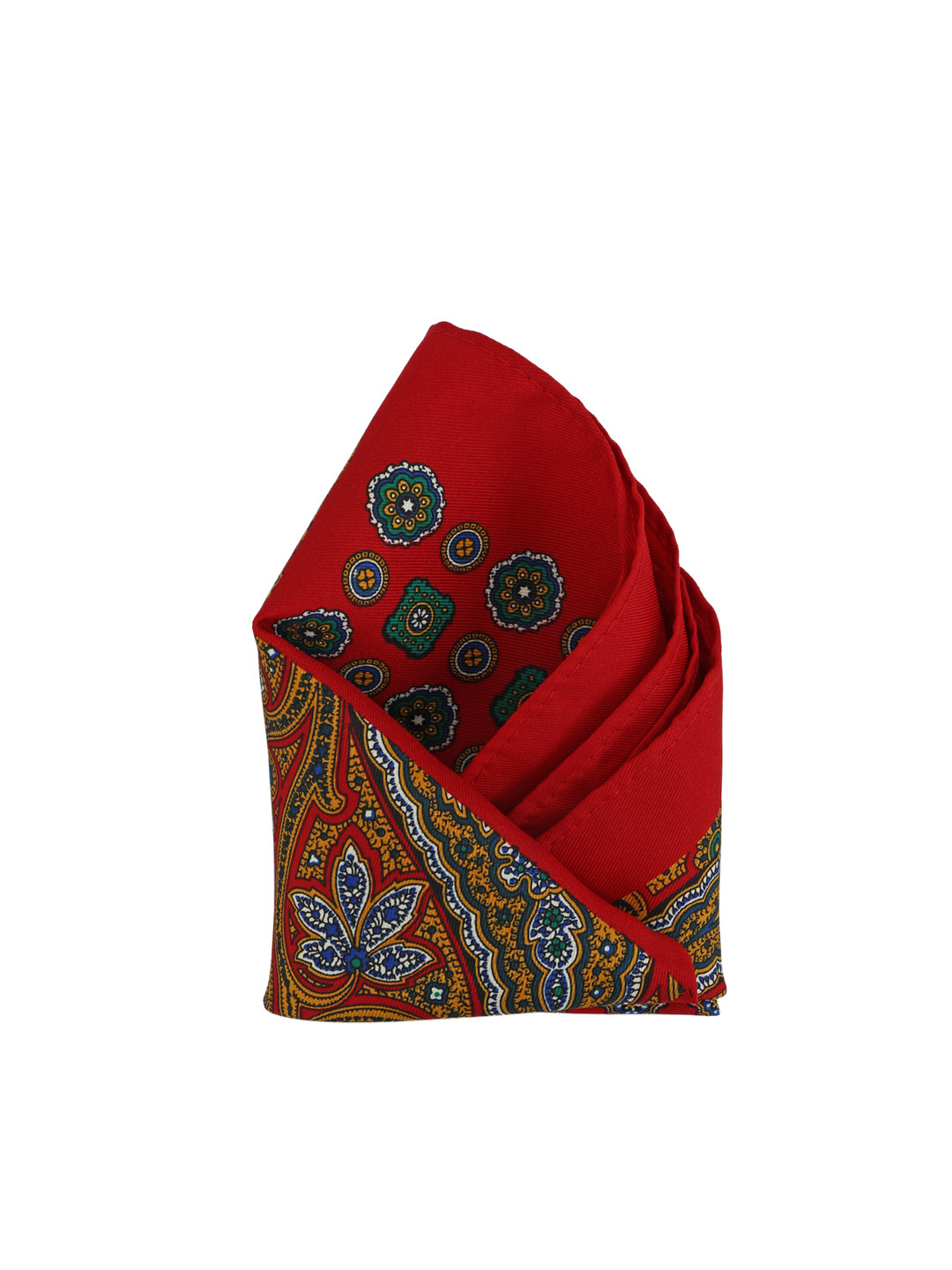 Calvadoss Men Red & Green Printed Pocket Square
