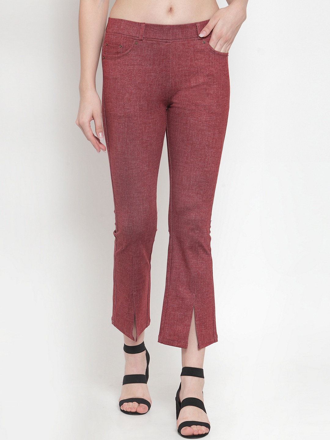 Westwood Women Red Loose Fit Solid Bootcut Trousers