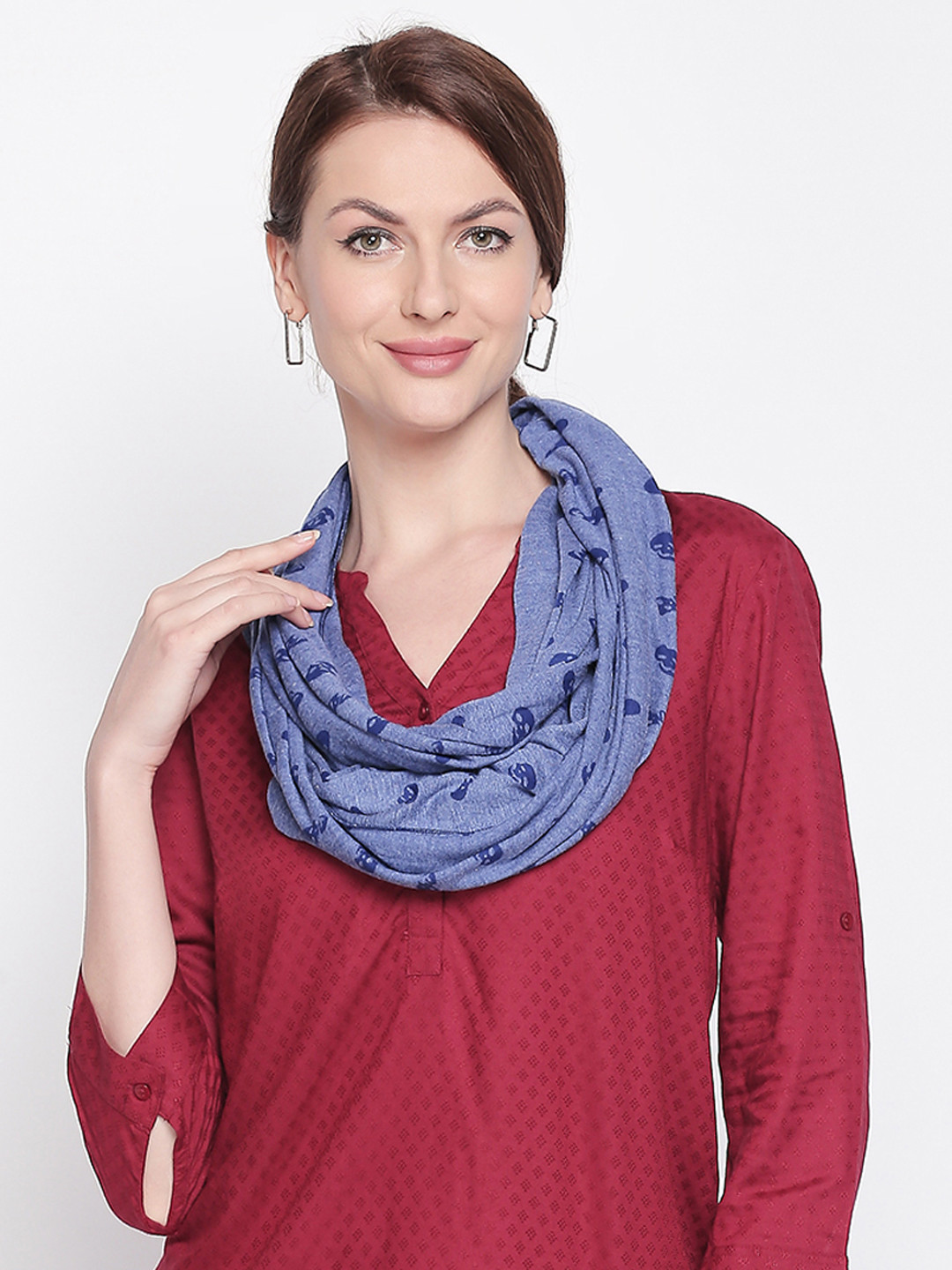 Style Quotient Blue Printed Scarf
