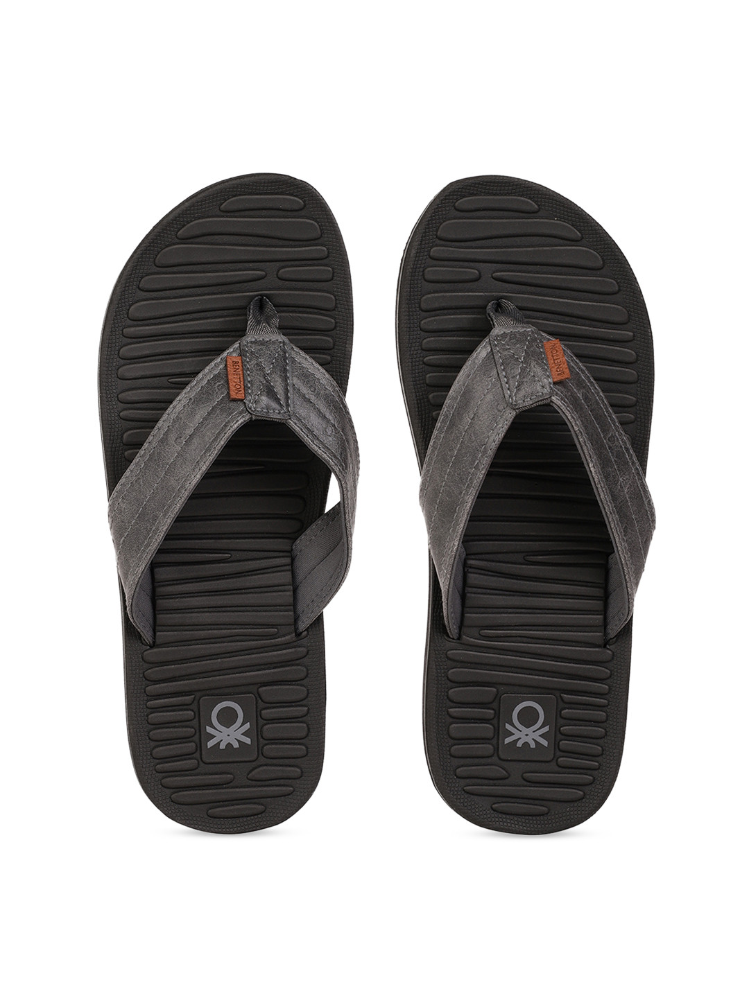 United Colors of Benetton Men Grey Thong Flip-Flops