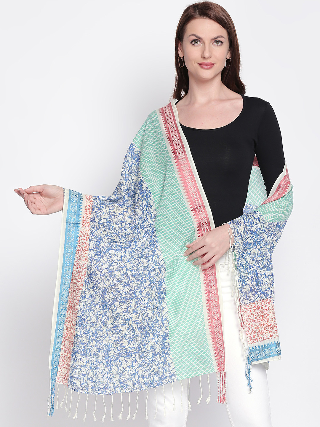 Style Quotient Blue And Green Printed Scarves