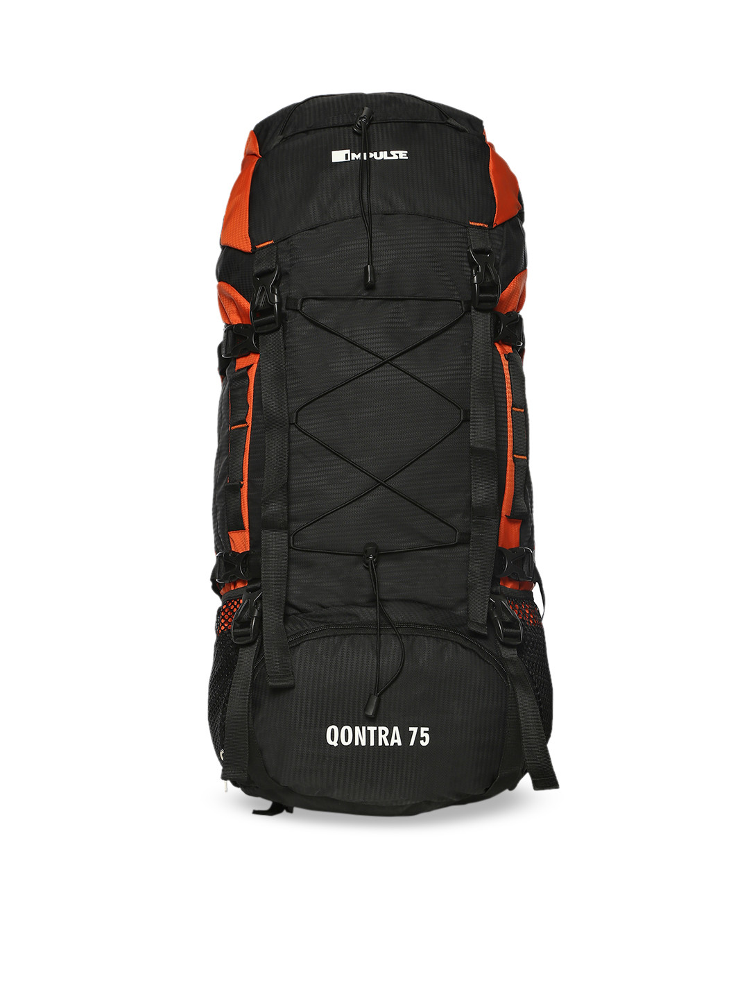 Impulse Unisex Black & Orange Solid Qontra 75 Litres Rucksack