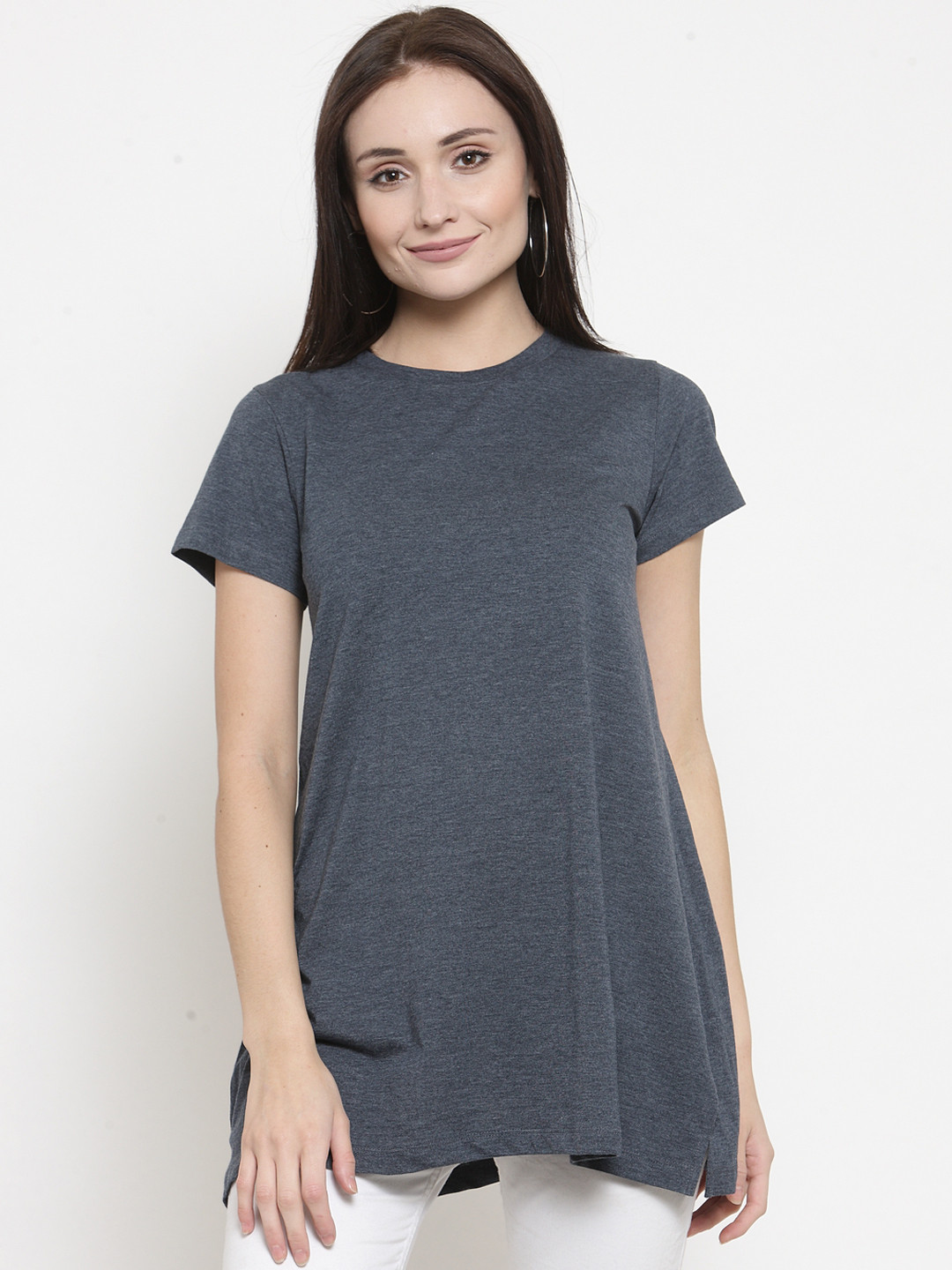 Kalt Women Navy Blue Solid Tunic