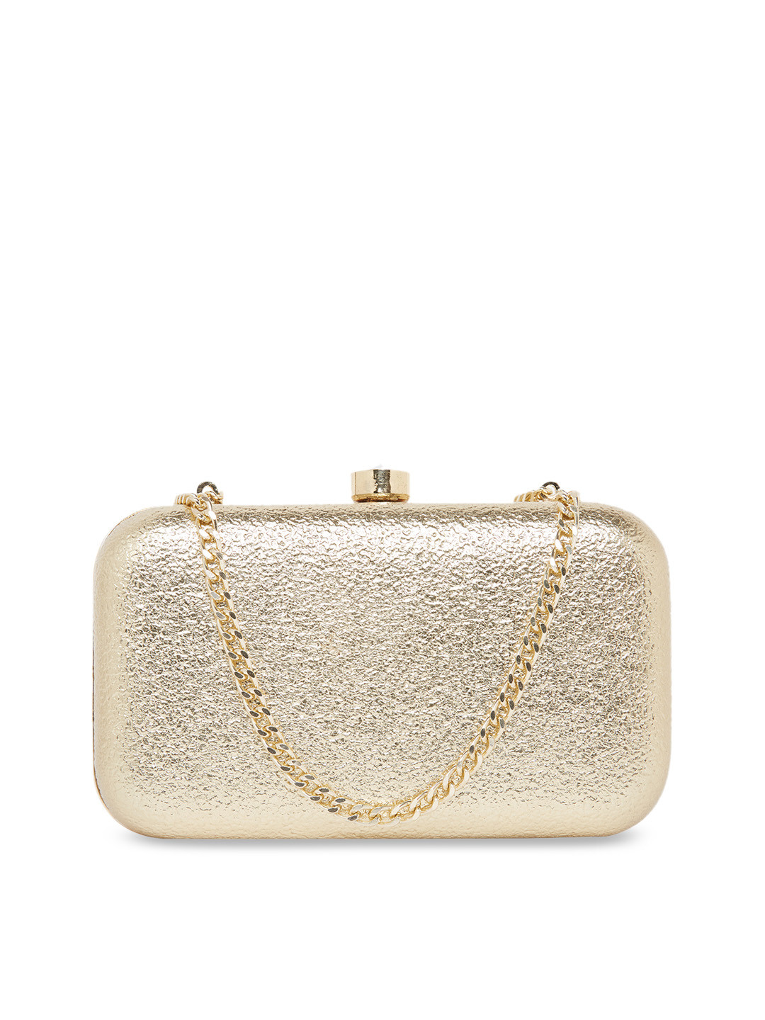 Vdesi Gold-Toned Textured Embellished Box Clutch