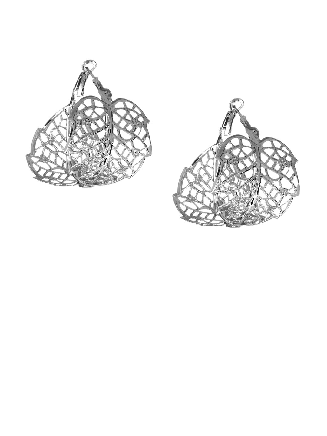 Mali Fionna Silver-Toned Leaf Shaped Drop Earrings