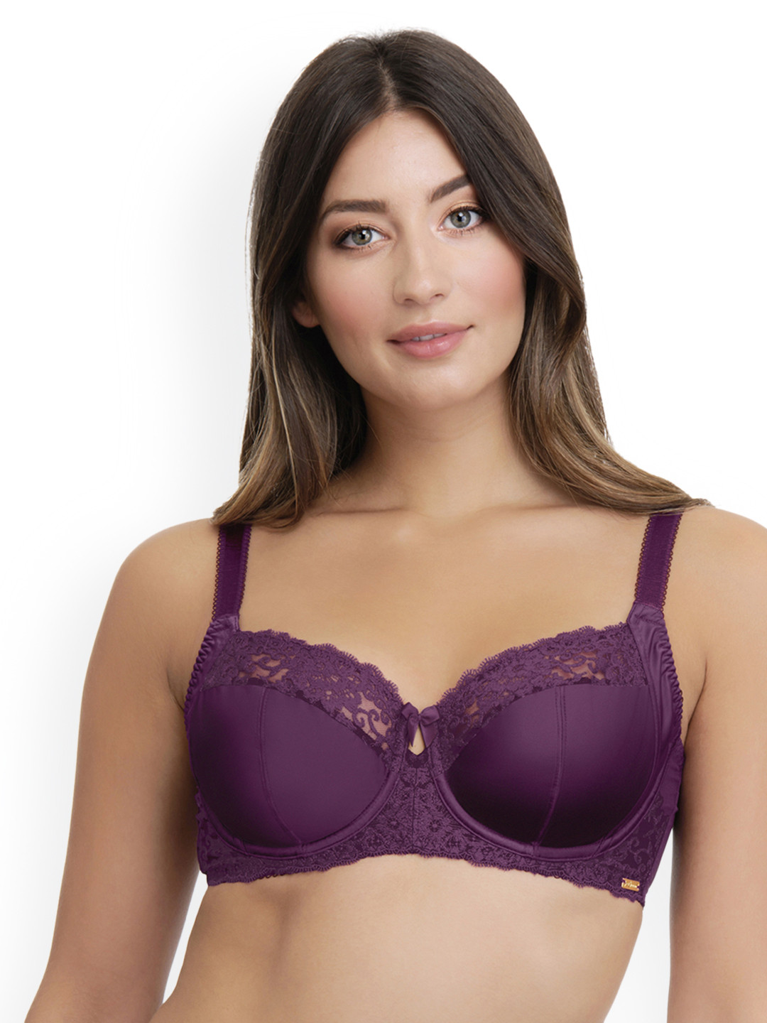 Ultimo Plus Size Purple Lace Underwired Non Padded Balconette Bra F0002