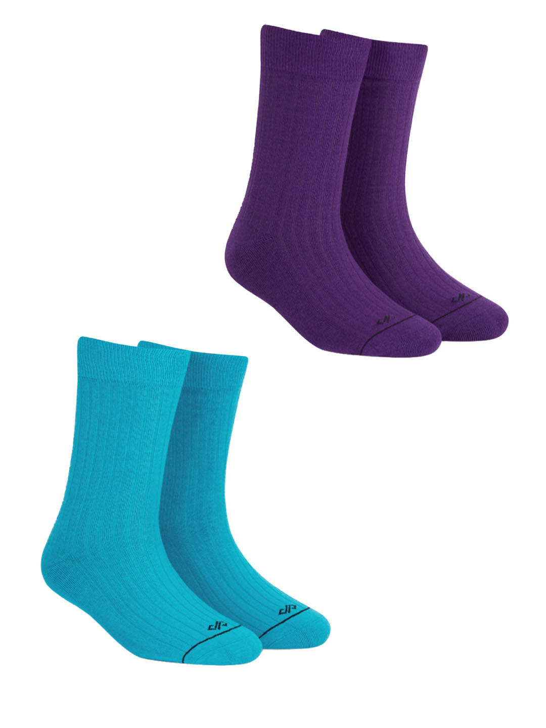 Dynamocks Unisex Pack of 2 Purple & Blue Solid Calf-Length Socks