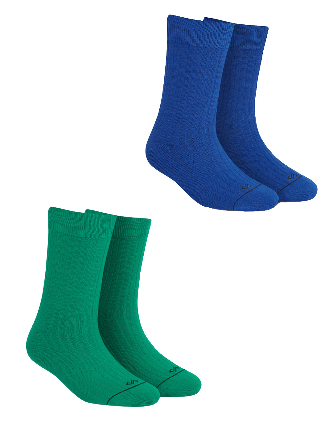 Dynamocks Unisex Pack of 2 Green & Blue Solid Calf-Length Socks