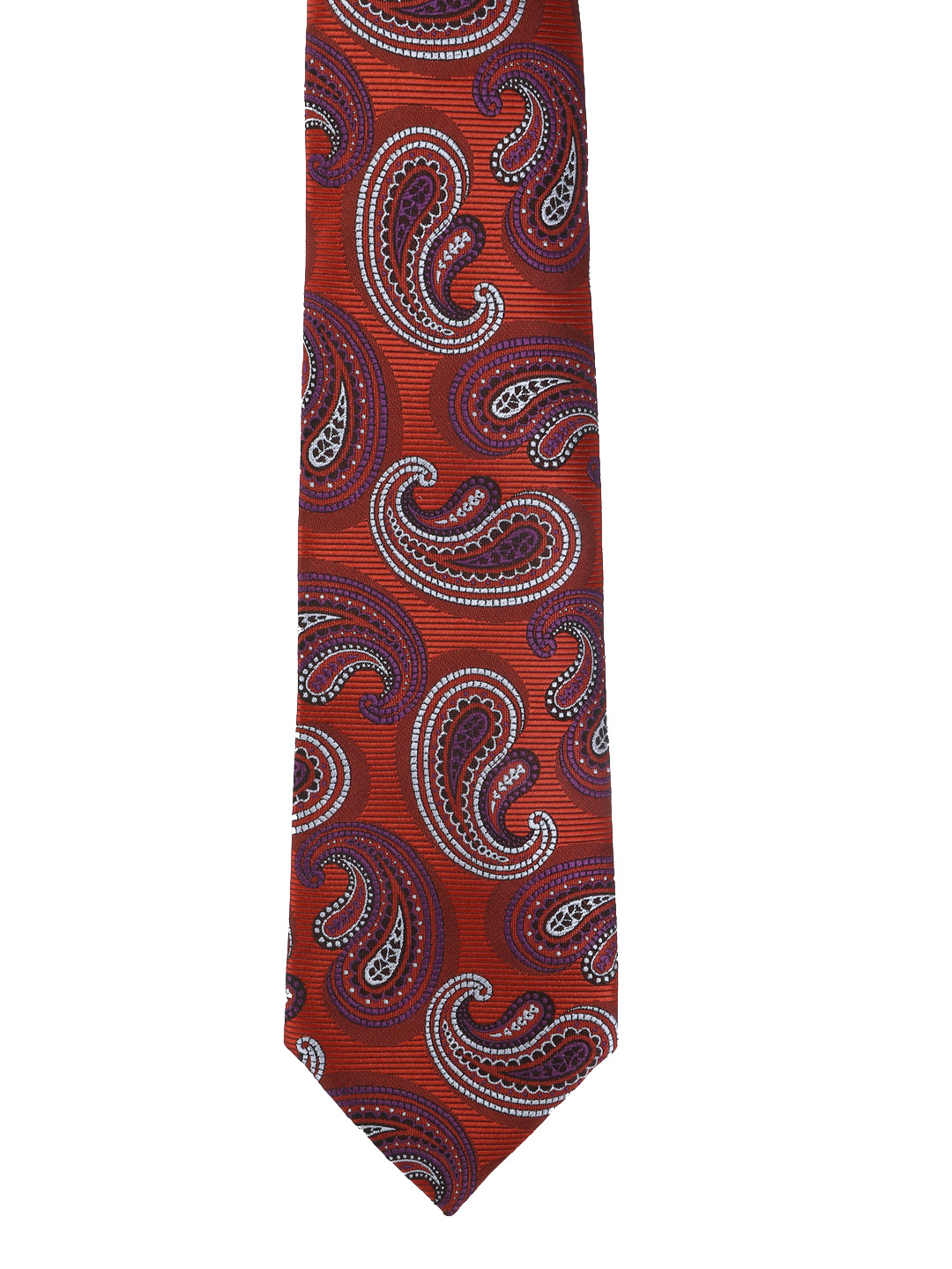Calvadoss Men Rust & White Woven Design Broad Tie