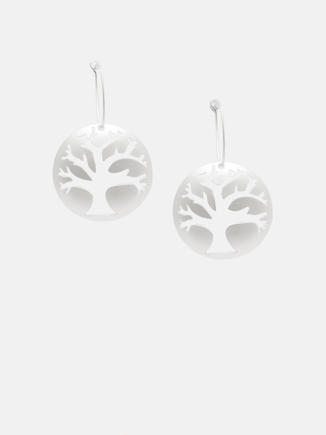 Mali Fionna Silver-Toned Circular Drop Earrings