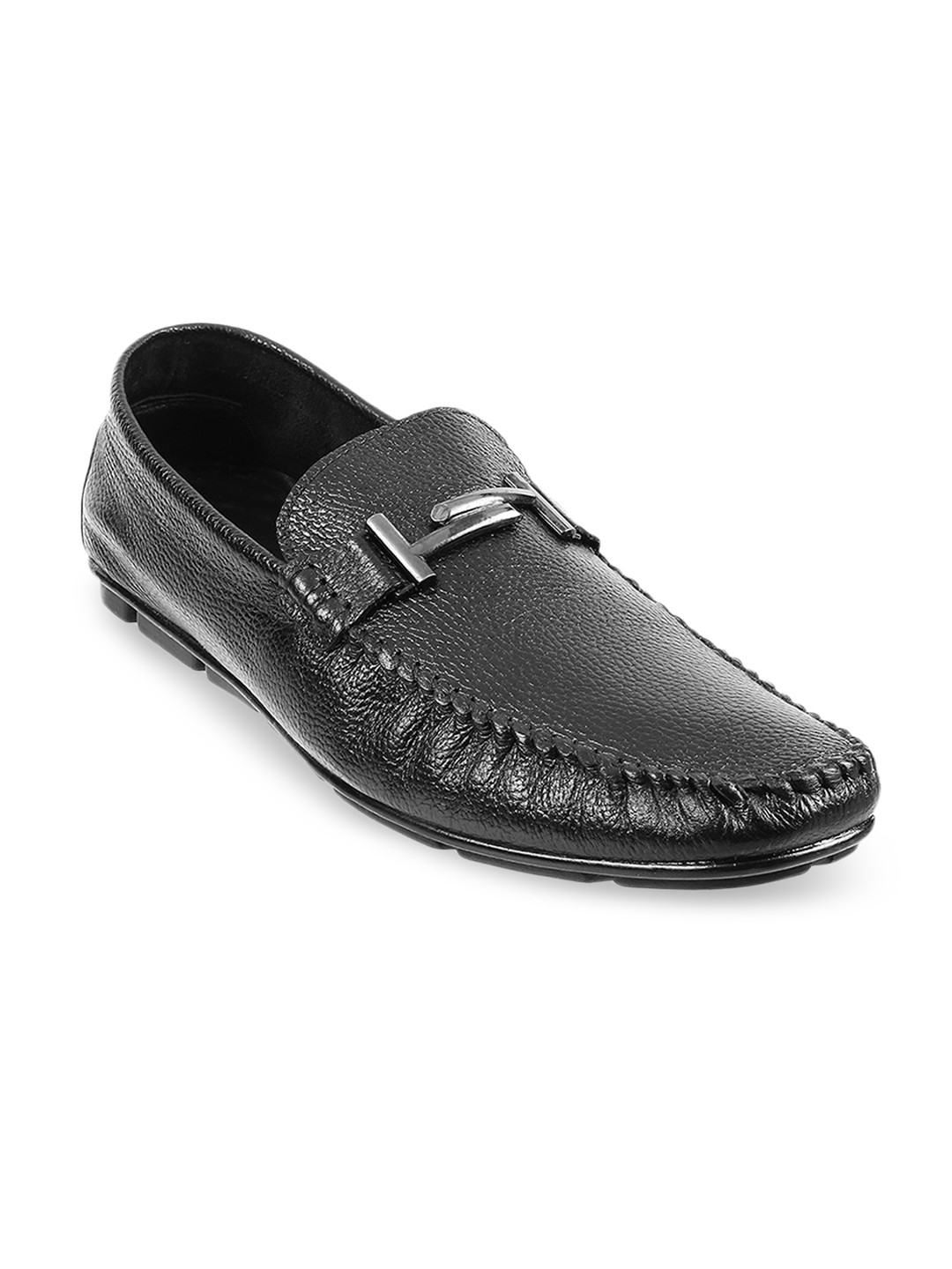 Mochi Men Black Leather Loafers
