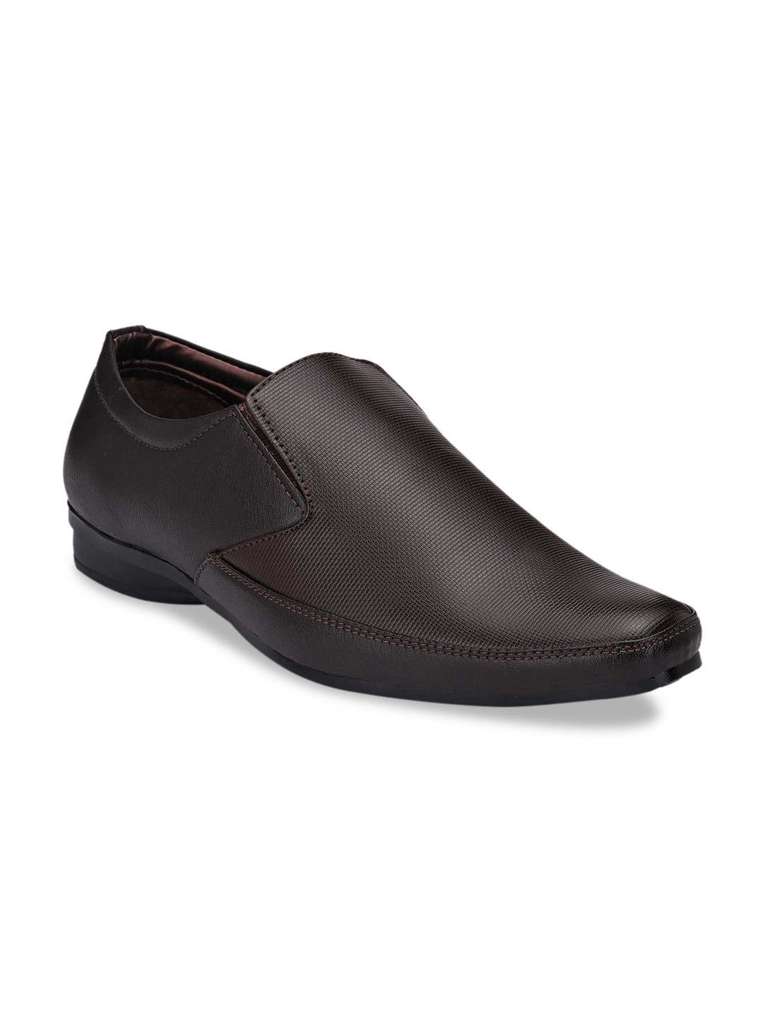 Ferraiolo Men Brown Textured Formal Slip-Ons