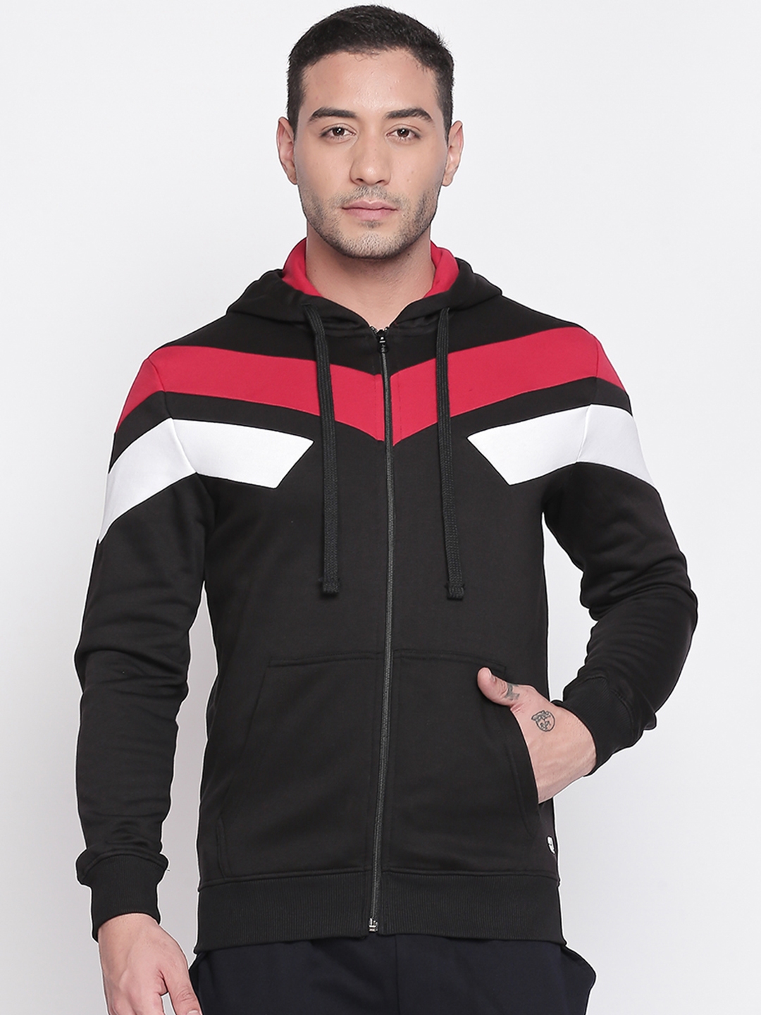 Buy Ajile by Pantaloons Men Black Colourblocked Sporty Jacket Jackets for Men 10955066 Myntra