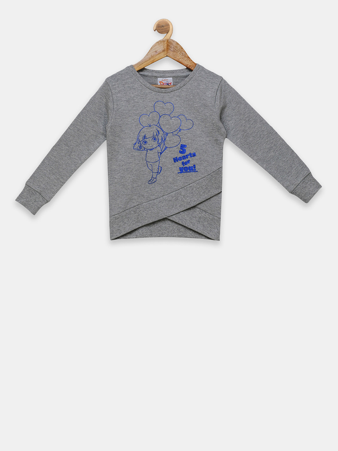 Dora Girls Grey Melange Dora Print Sweatshirt