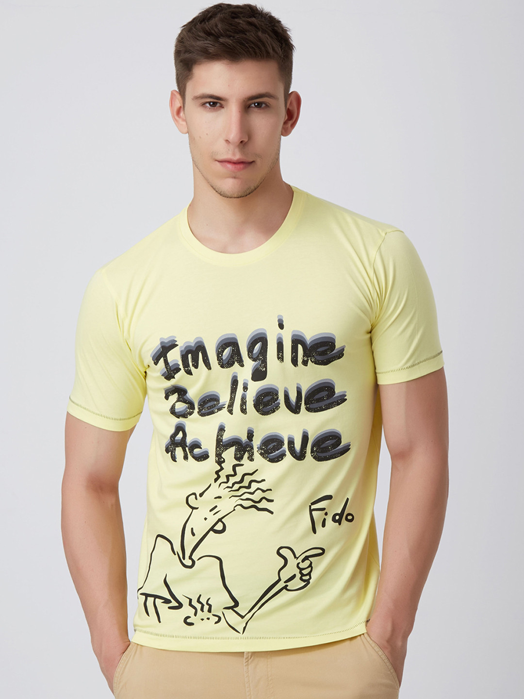 YAK YAK Men Yellow YAK YAK Printed Round Neck Pure Cotton T-shirt