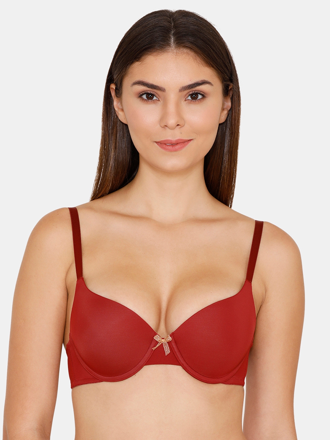 Zivame Red Solid Underwired Heavily Padded Push-Up Bra ZI1916FASH00