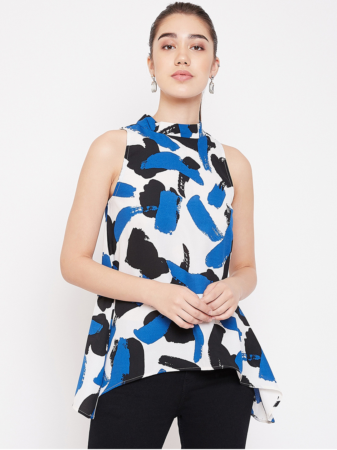 PURYS Women White Printed A-Line Top