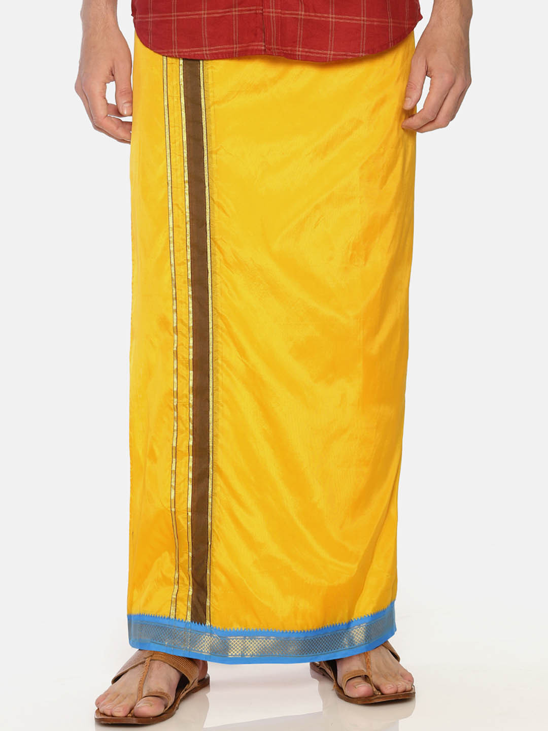 Sethukrishna Men Yellow Solid Double Layer Readymade Dhoti