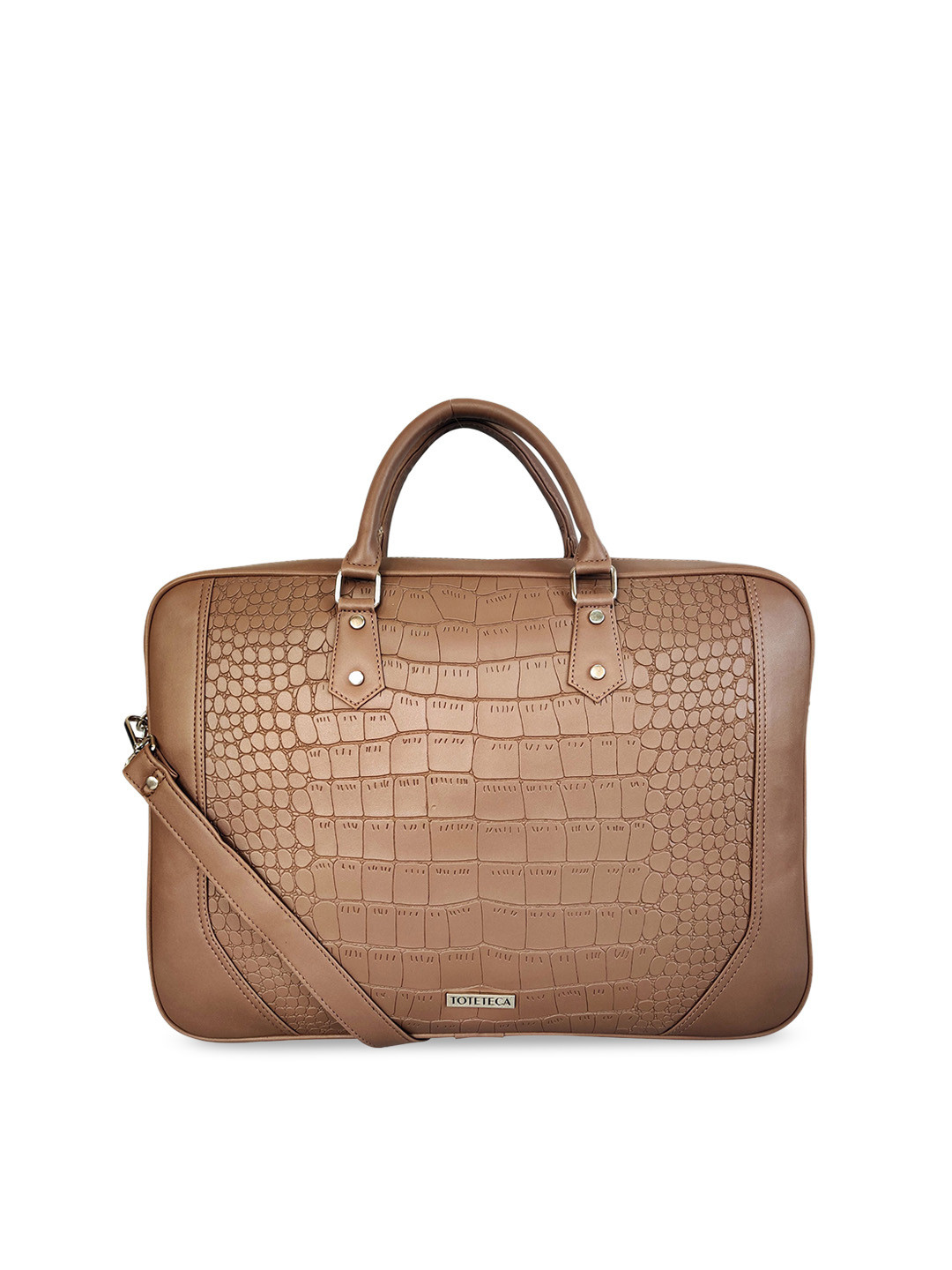 Toteteca Unisex Beige Textured Laptop Bag