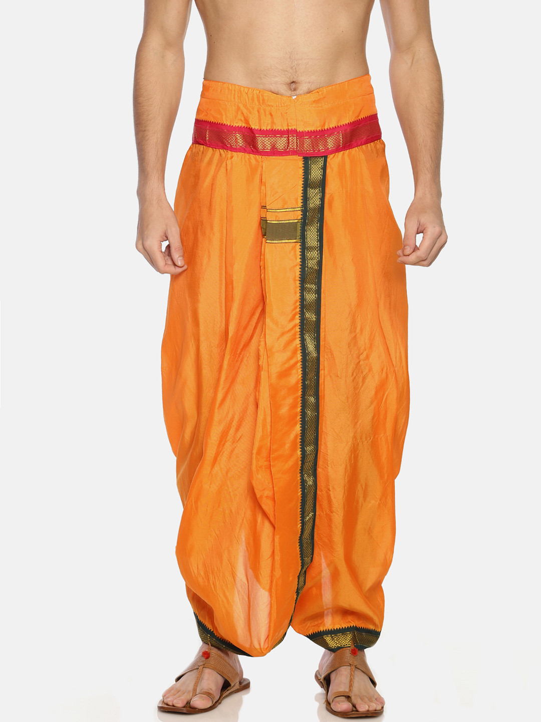 Sethukrishna Men Orange Solid Readymade Dhoti Pant