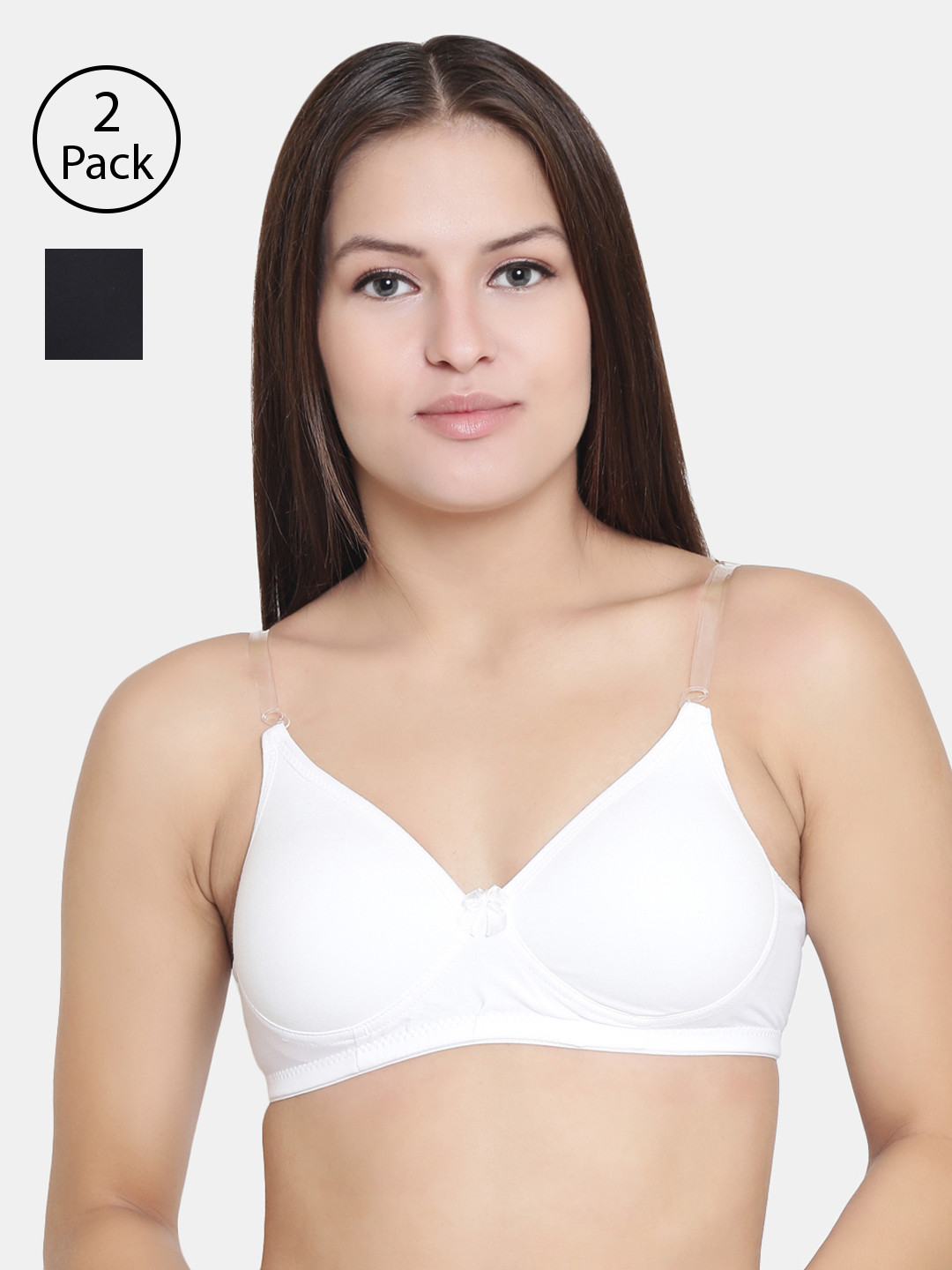 Floret Pack of 2 Seamless Non-Wired Padded T-Shirt Bra with Multiway Regular and T Straps