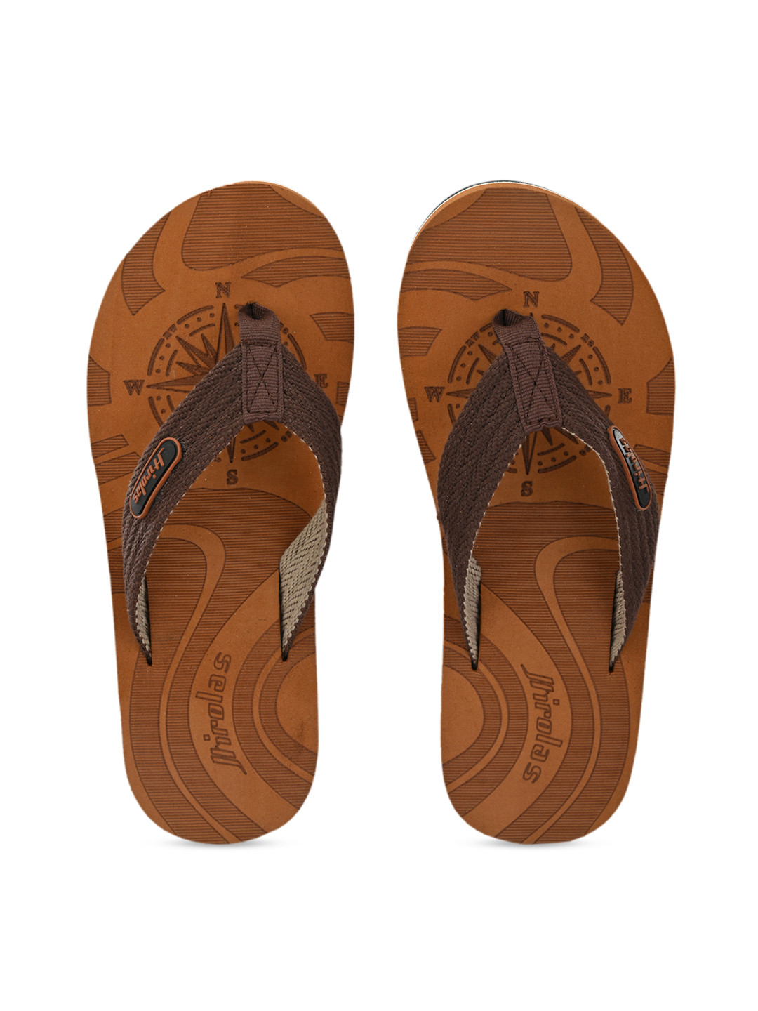 HIROLAS Men Tan Brown Solid Thong Flip-Flops