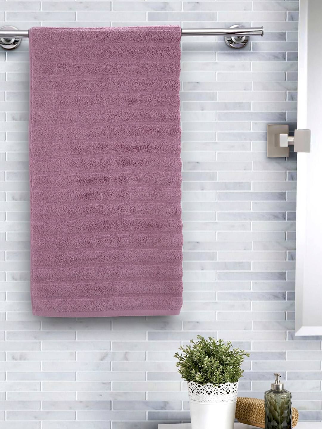 MASPAR Pink Solid 550 GSM Cotton Large Bath Towel