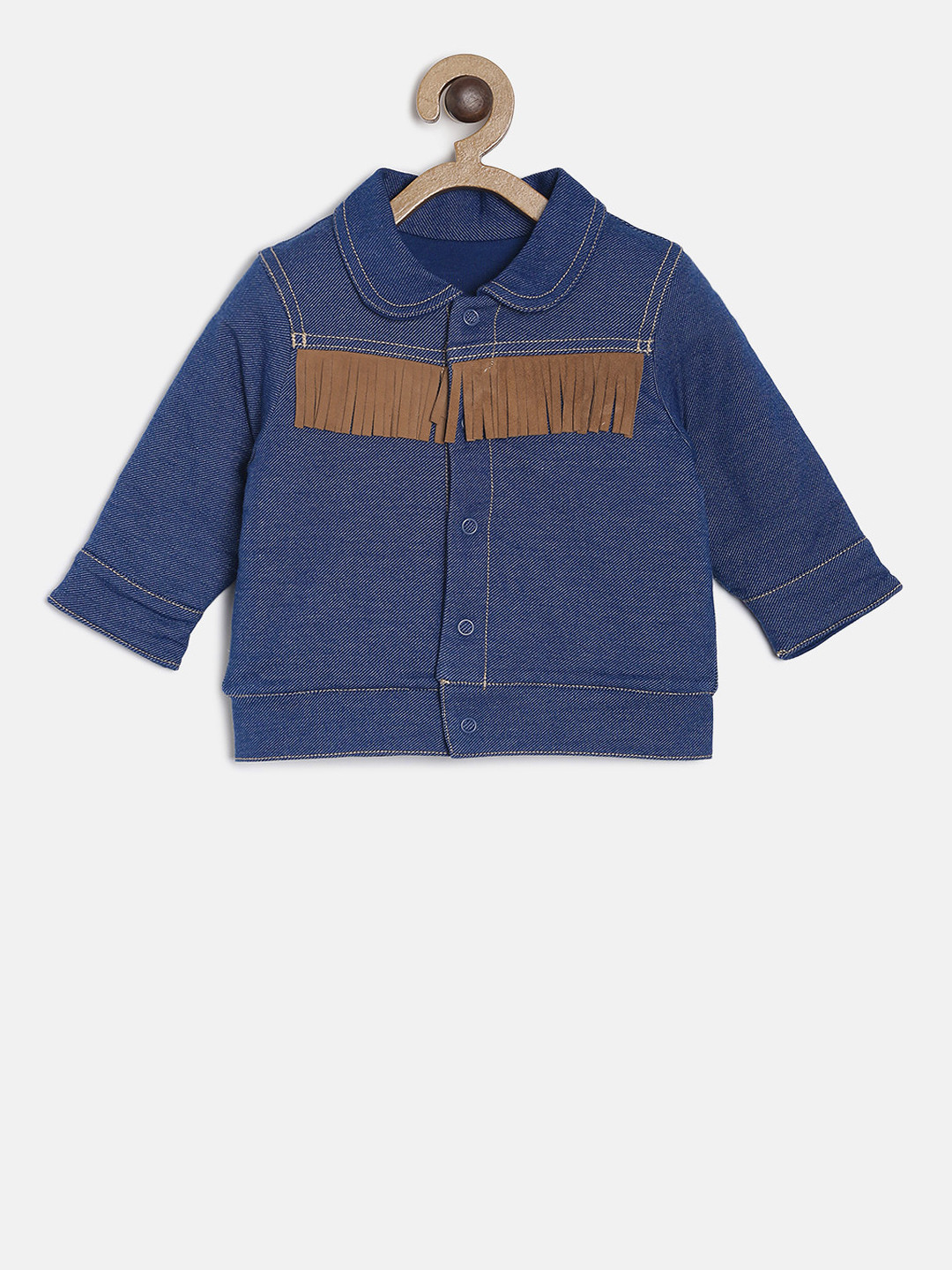 MINI KLUB Boys Blue Solid Denim Jacket
