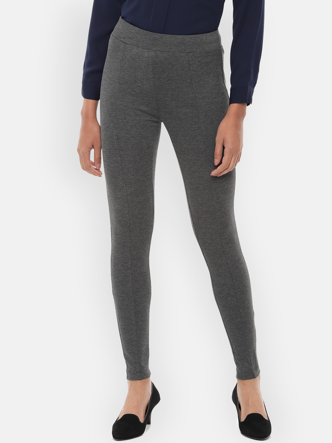 Van Heusen Woman Grey Solid Regular Fit Jeggings