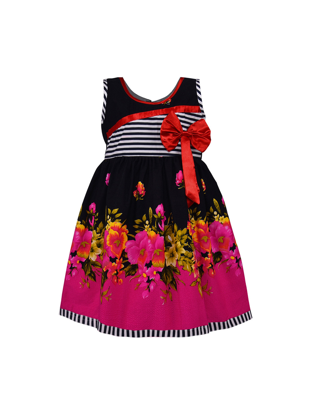 Wish Karo Girls Pink Printed Fit and Flare Dress
