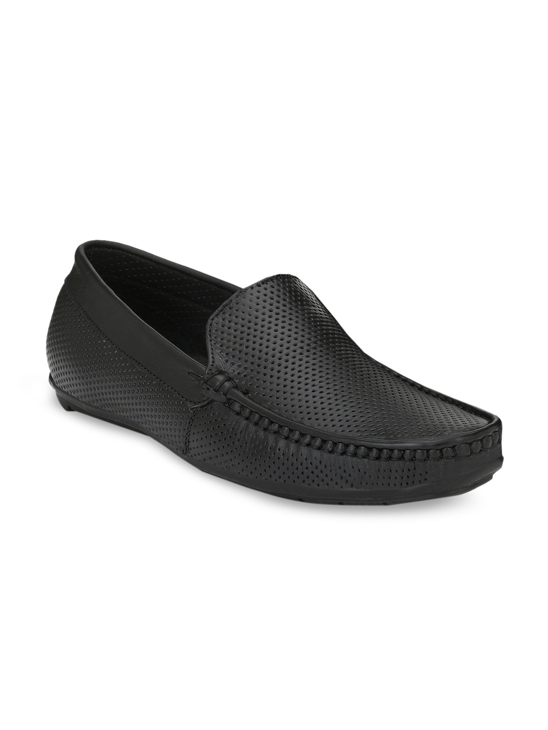Hirels Men Black Leather Loafers