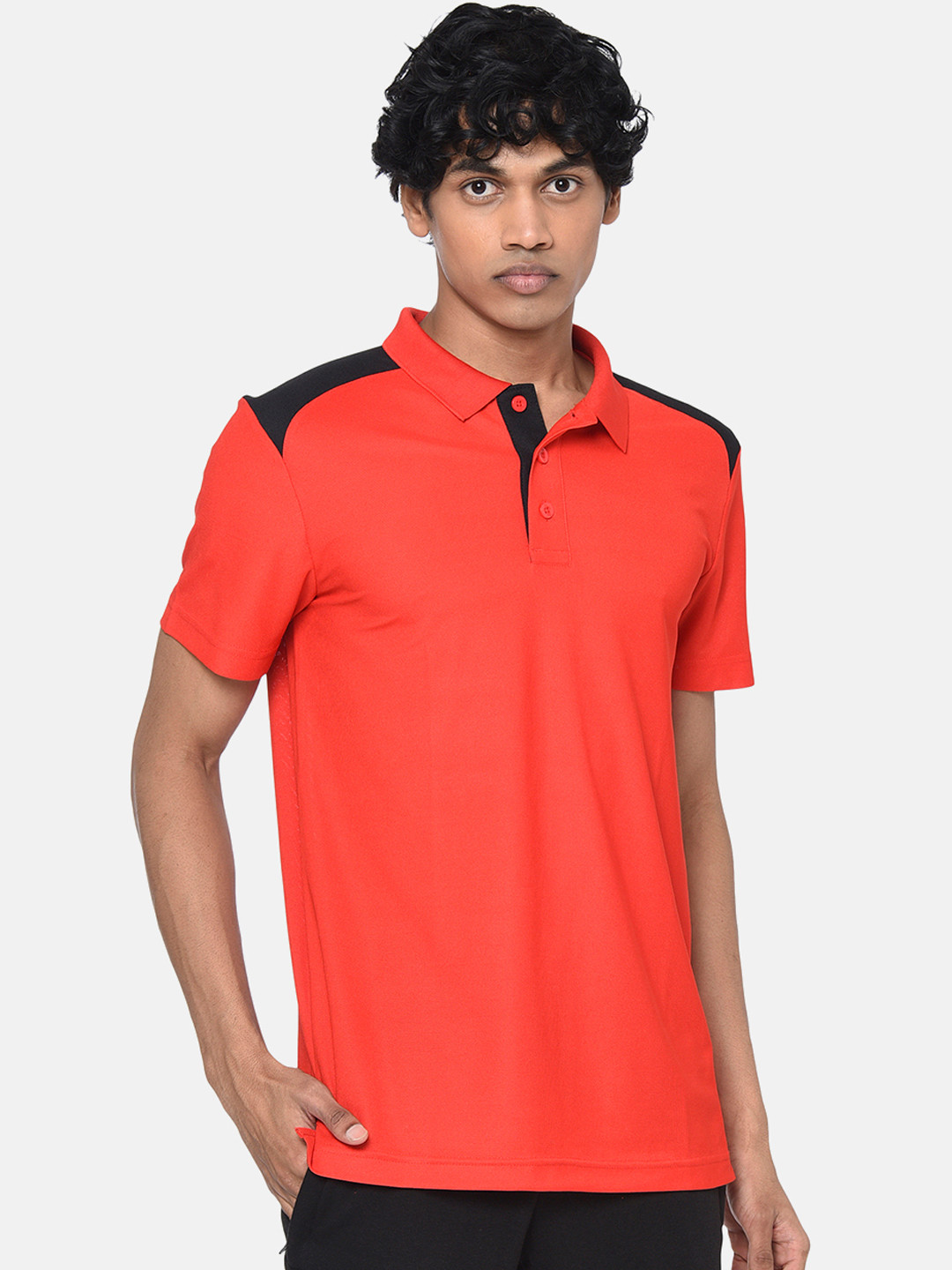 Puma Men Red Colourblocked Train Polo T-shirt