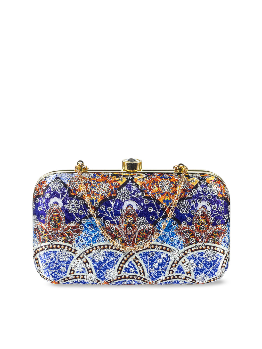 PARIZAAT BY SHADAB KHAN Blue Embellished Box Clutch