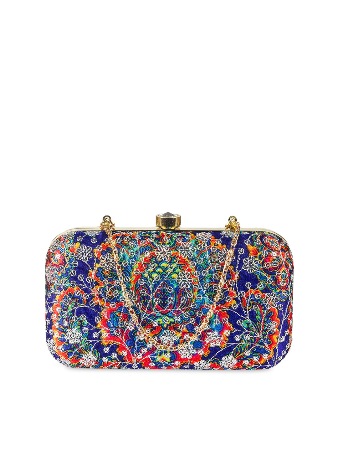 PARIZAAT BY SHADAB KHAN Blue & Red Embellished Box Clutch