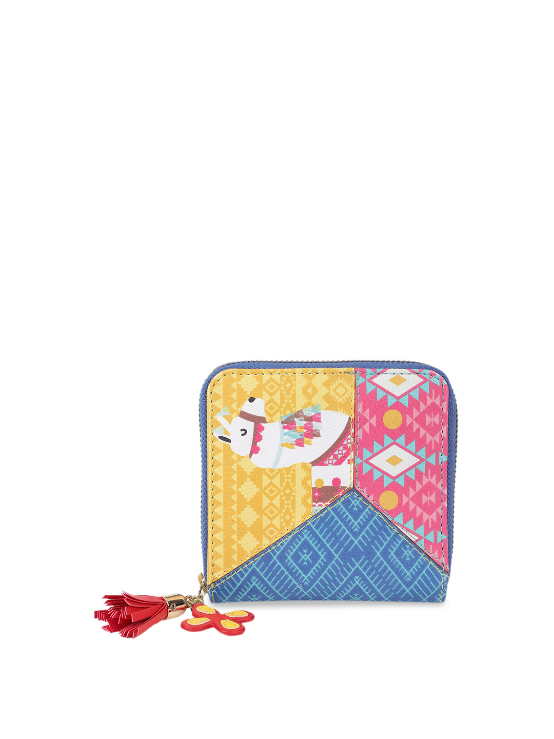 Chumbak Women Yellow & Blue Printed Zip Around Wallet