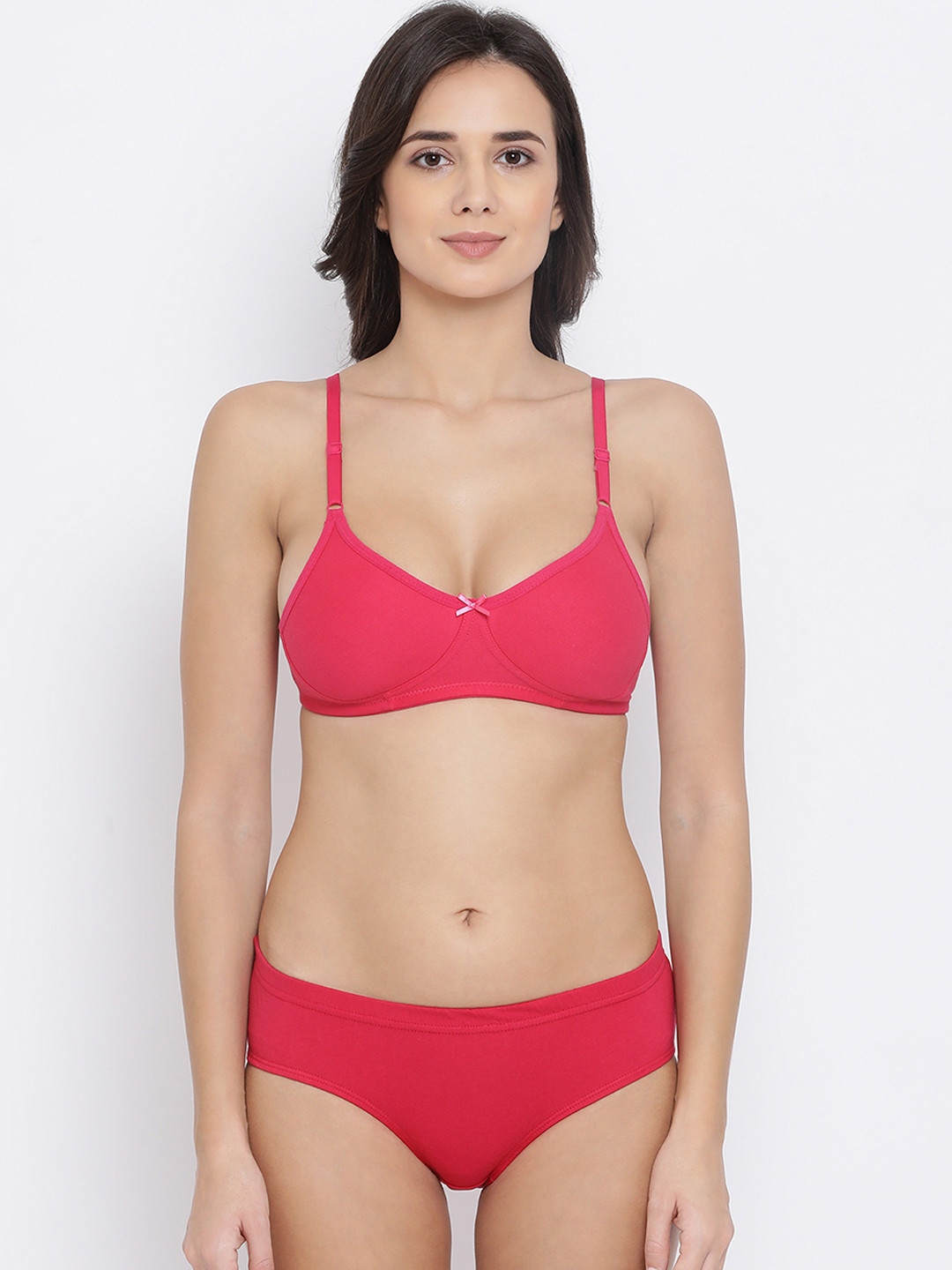 Clovia Women Pink Solid Lingerie Set COMBBP22432B