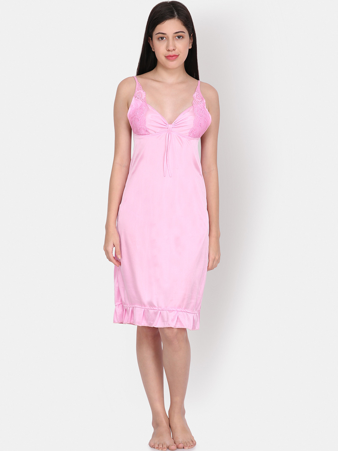 Ms.Lingies Pink Self Design Baby Doll MS082I