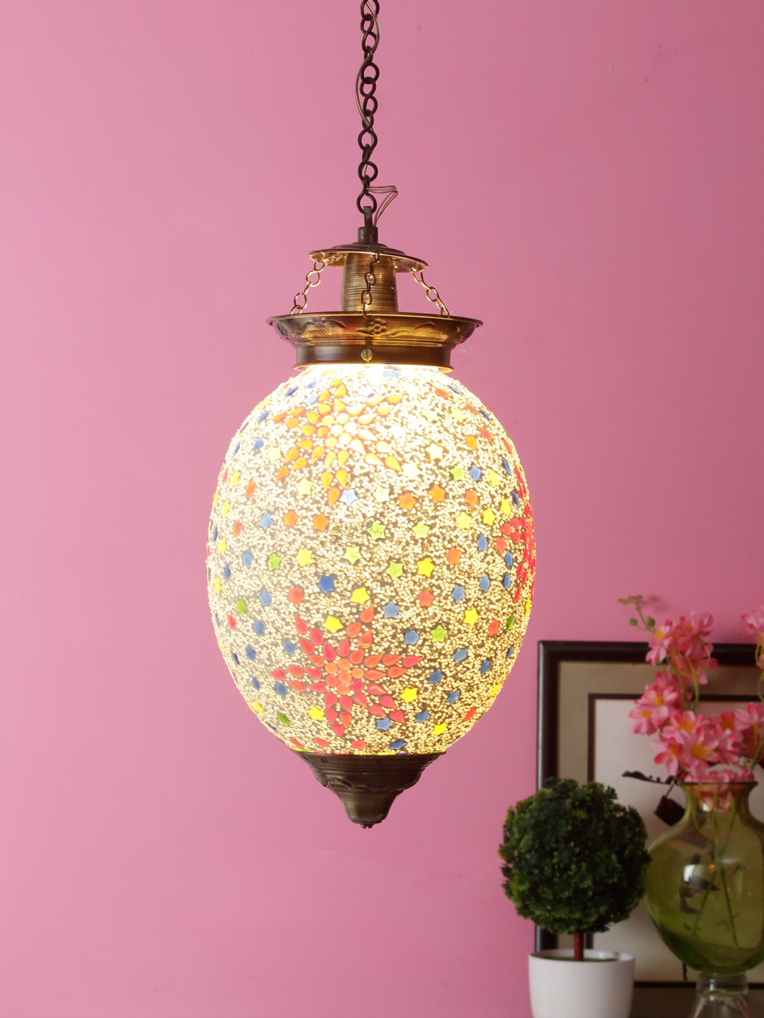 Aesthetic Home Solutions Gold Toned Textured Pendant Ceiling Lamp